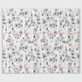 Vakantie in de kerstavond in de stad cadeaupapier (Vlak)