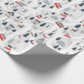 Vakantie in de kerstavond in de stad cadeaupapier (Hoek)