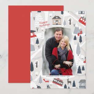 Vakantie in de kerstfoto van de stad feestdagenkaart