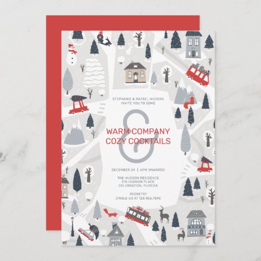 Vakantie in de uitnodiging voor kerstfeest in de s (Voorkant / Achterkant)