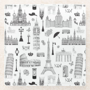 Vakantie in Europa Glazen Onderzetter