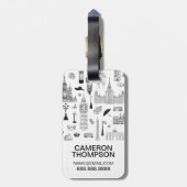 Vakantie in Europa Patroon Bagagelabel (Achterkant verticaal)