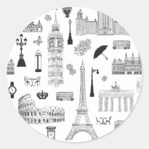 Vakantie in Europa Ronde Sticker