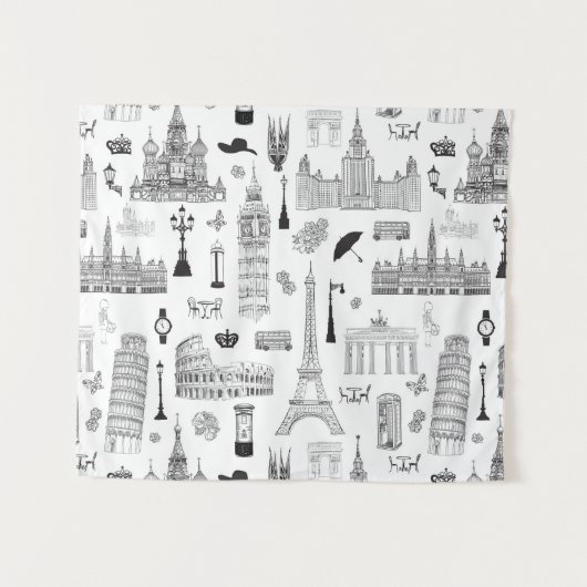 Vakantie in Europa Wandkleed (Voorkant (horizontaal))