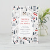 Vakantie in het kersthuis van de stad feestdagenkaart (Staand voorkant)