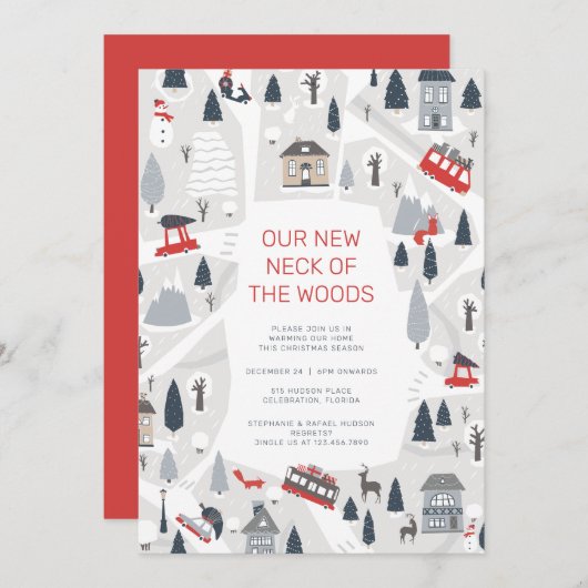 Vakantie in het kersthuis van de stad feestdagenkaart (Voorkant / Achterkant)