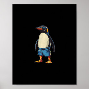 Vakantie in het zwembad met deze grappige pinguïn poster
