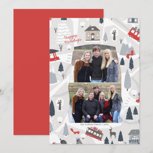 Vakantie in kerstmis 2-fotokaartje feestdagenkaart (Voorkant / Achterkant)