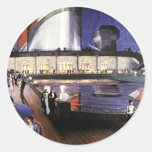 Vakantie in oude stijl, cruiseschip op het zwembad ronde sticker