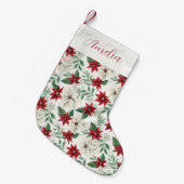 Vakantie in Red & Ivory Poinsettia Kleine Kerstsok (Voorkant (Hangend))