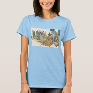 Vakantie in retrostijl, passagiers cruiseschip op t-shirt