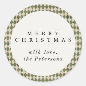 Vakantie in Rustic Green Argyle Ronde Sticker (Voorkant)