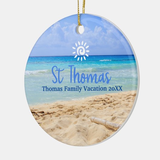 Vakantie in St Thomas Beach Familiereis Keramisch Ornament (Links)
