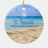 Vakantie in St Thomas Beach Familiereis Keramisch Ornament (Achterkant)