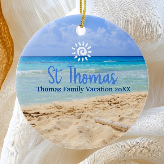Vakantie in St Thomas Beach Familiereis Keramisch Ornament