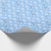 Vakantie inpakpapier blauw sneeuwvlok cadeaupapier (Hoek)