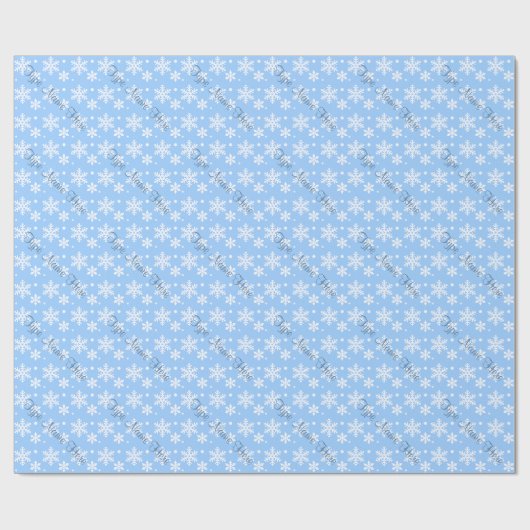 Vakantie inpakpapier blauw sneeuwvlok cadeaupapier (Vlak)