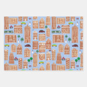 Vakantie inpakpapier gingerbread city design (Voorkant 3)