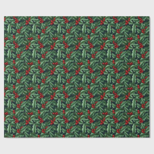 Vakantie inpakpapier Holly (Vlak)