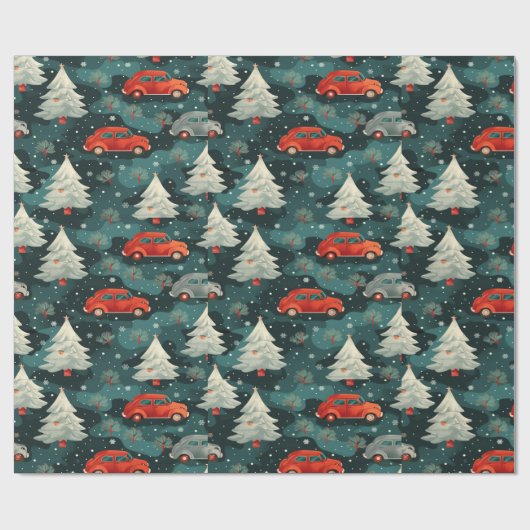 Vakantie inpakpapier met auto's en bomen (Vlak)