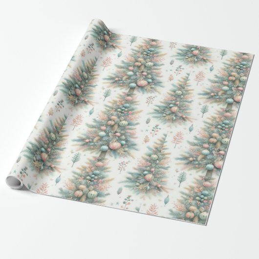 Vakantie inpakpapier met bomen (Uitgerold)