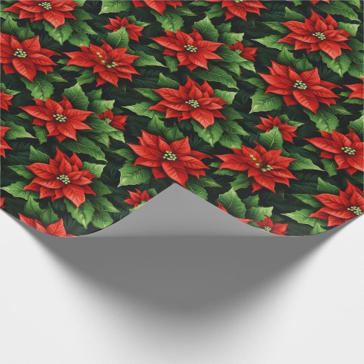 Vakantie inpakpapier Poinsettias (Hoek)