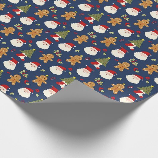 Vakantie Inpakpapier Santa en Gingerbread mannen (Hoek)