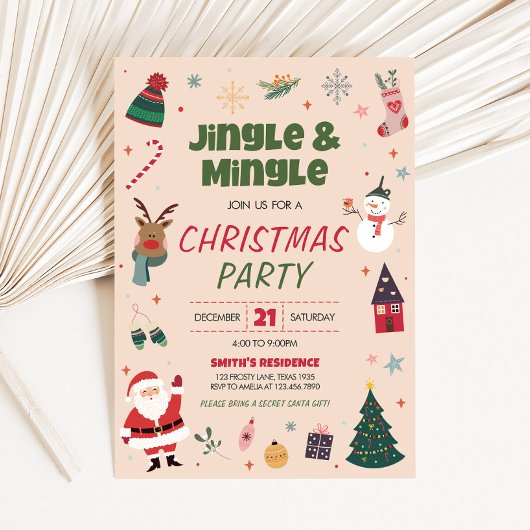 Vakantie Jingle en Mingle Schattige kerstfeest Kaart