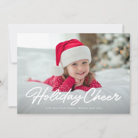 Vakantie juichen eenvoudig script twee foto's feestdagenkaart (Voorkant)