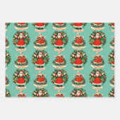 vakantie juichen in Blauwgroen Inpakpapier Vel (Voorkant 3)