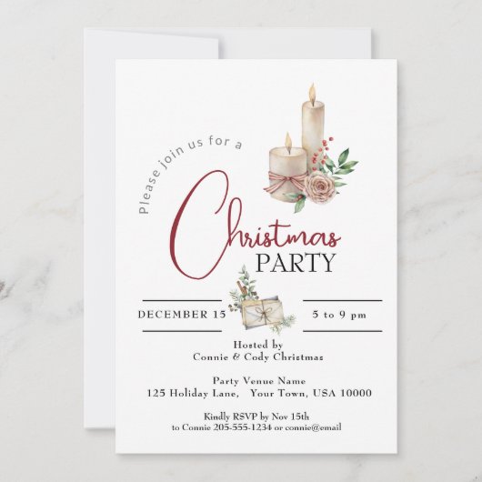 VAKANTIE KAARS KERSTFEEST KAART (Voorkant)