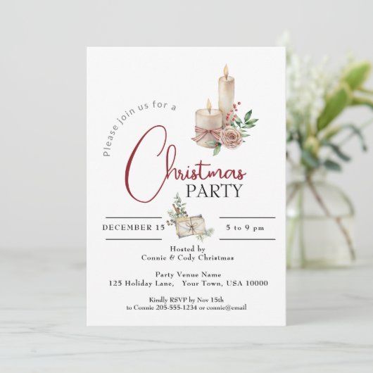 VAKANTIE KAARS KERSTFEEST KAART (Staand voorkant)