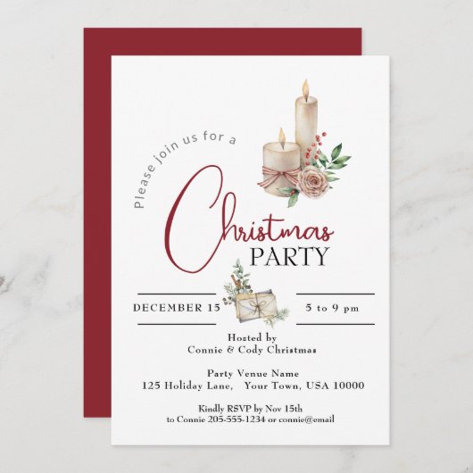 VAKANTIE KAARS KERSTFEEST KAART (Voorkant / Achterkant)