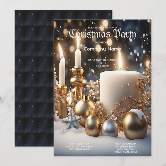Vakantie kaarsen kerstfeest uitnodiging (Voorkant / Achterkant)