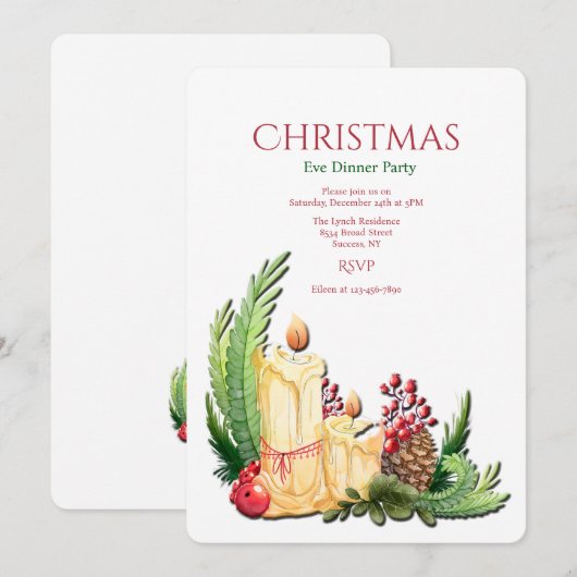 Vakantie kaarsen uitnodiging (Voorkant / Achterkant)