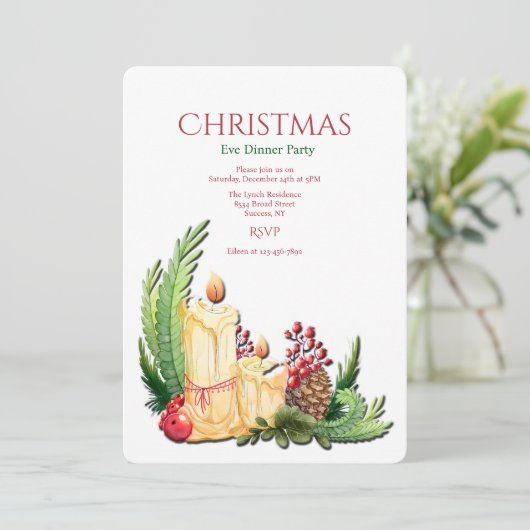 Vakantie kaarsen uitnodiging (Staand voorkant)