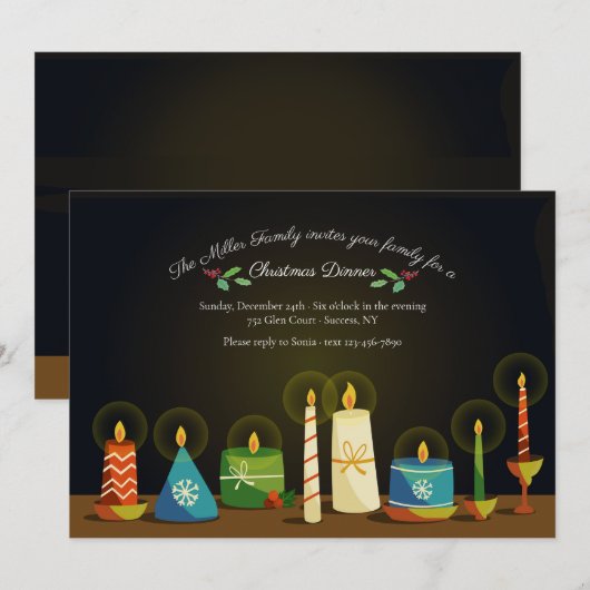 Vakantie kaarsen uitnodiging (Voorkant / Achterkant)