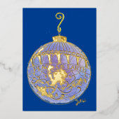 Vakantie Kaart - Blue and Gold Tree Ornament (Voorkant)