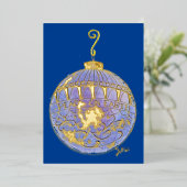 Vakantie Kaart - Blue and Gold Tree Ornament (Staand Voorkant)