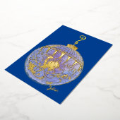 Vakantie Kaart - Blue and Gold Tree Ornament (Gedraaid)