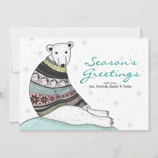 Vakantie Kaart met Schattigee Polar Beer (Voorkant)