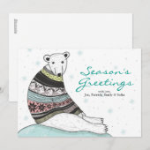 Vakantie Kaart met Schattigee Polar Beer (Voorkant / Achterkant)
