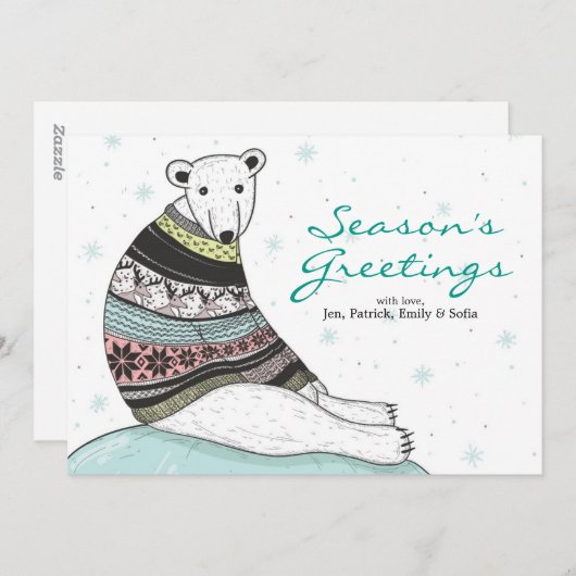 Vakantie Kaart met Schattigee Polar Beer (Voorkant / Achterkant)