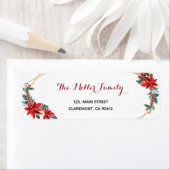 Vakantie Kaart Poinsettia retouradres Etiket (Insitu)