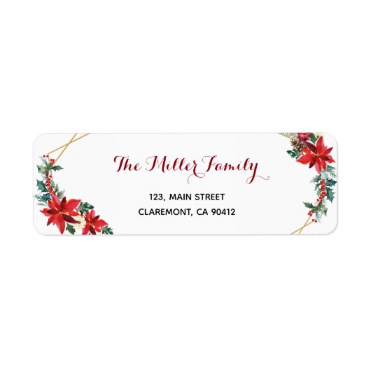 Vakantie Kaart Poinsettia retouradres Etiket (Voorkant)