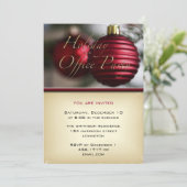 Vakantie Kantoor Party Rode Ornamenten Uitnodiging (Staand voorkant)