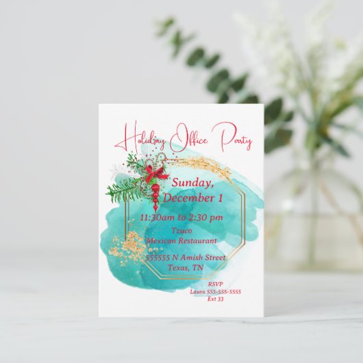 Vakantie Kantoor Uitnodiging (Staand voorkant)