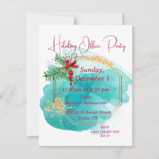 Vakantie Kantoor Uitnodiging (Voorkant)