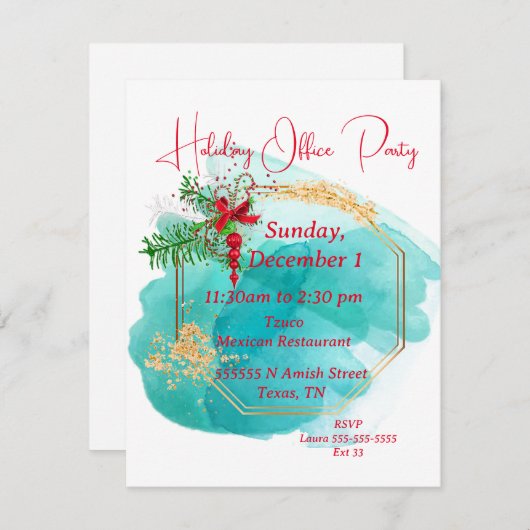 Vakantie Kantoor Uitnodiging (Voorkant / Achterkant)