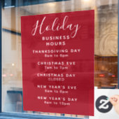 Vakantie kantooruren rood, wit  raamsticker (Cafe Raam)